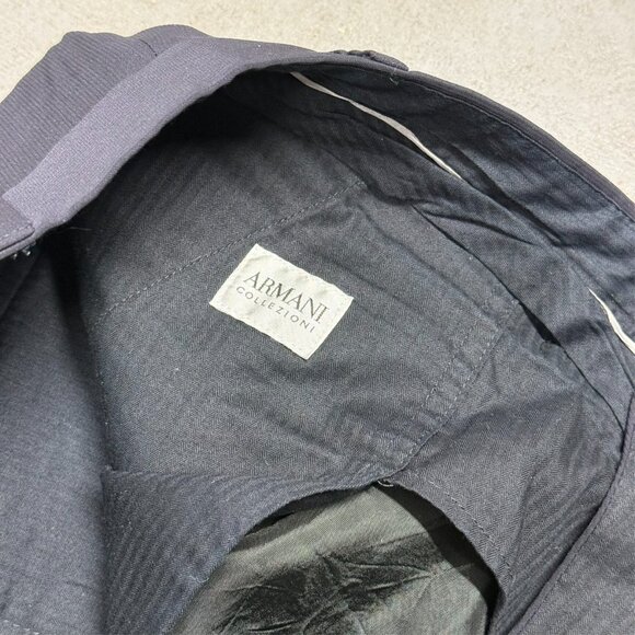 Giorgio Armani Dress Pants Stretch Striped Wool Trousers Navy Blue 36x31 - Picture 4 of 10